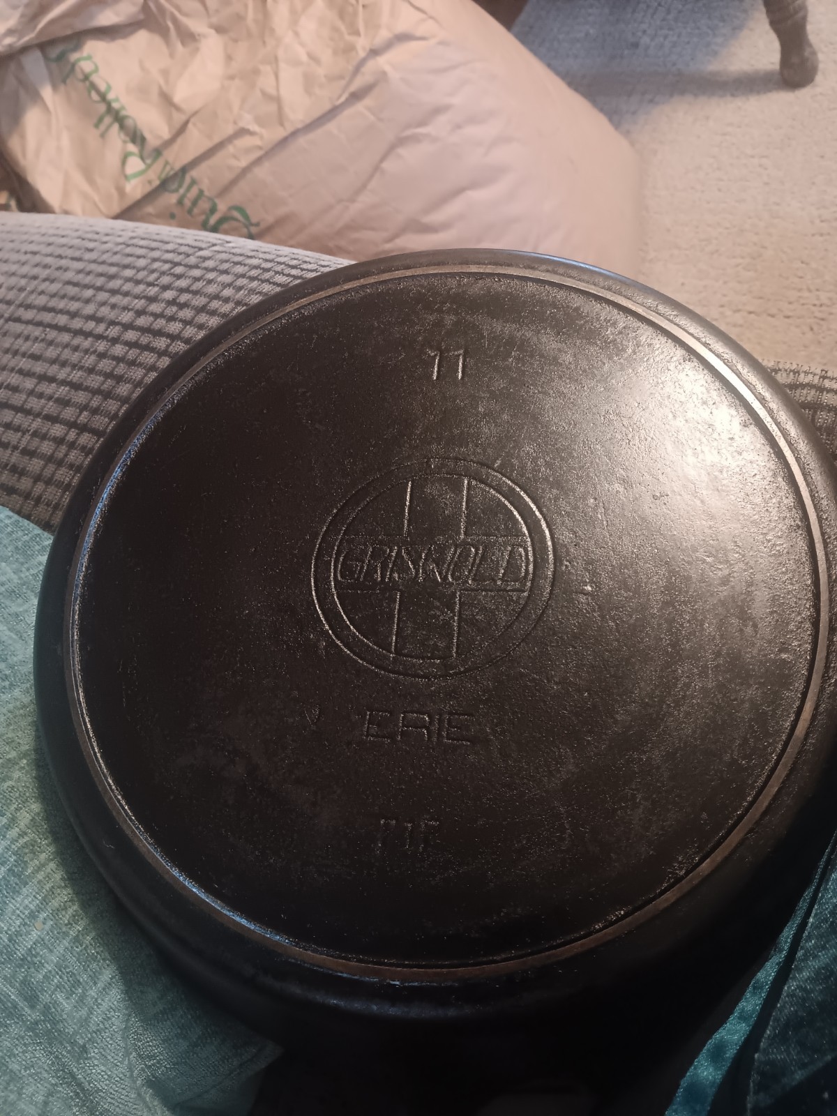 Griswold Cast Iron #11 Slant Logo Erie Skillet with Griswold’s Erie Ghost Marks