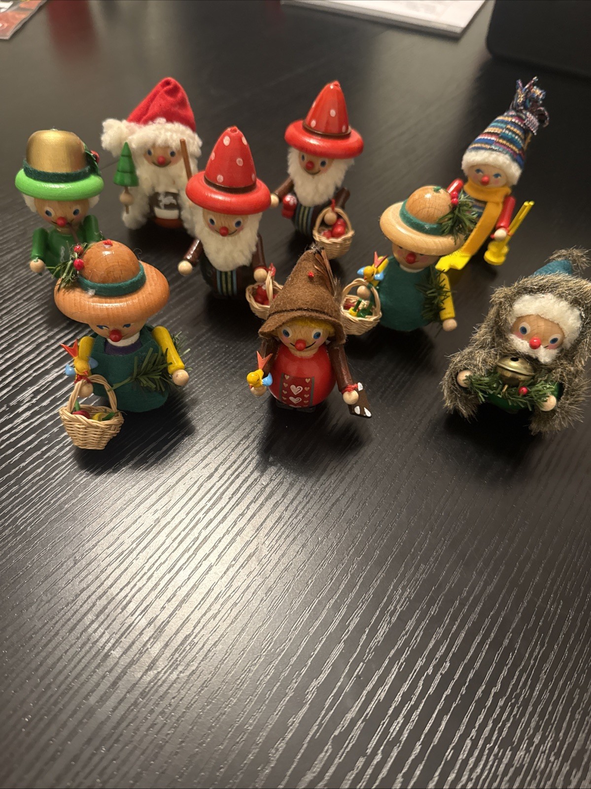 Steinbach Wooden Christmas Ornaments Lot (9) German Handmade Holiday Santa