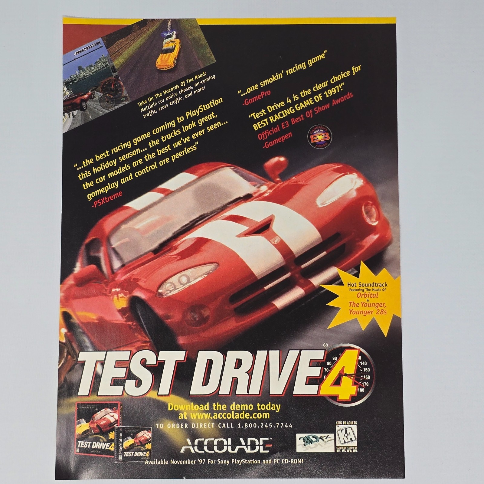 Test Drive 4 PlayStation PS1 Peerless Print Ad/Poster