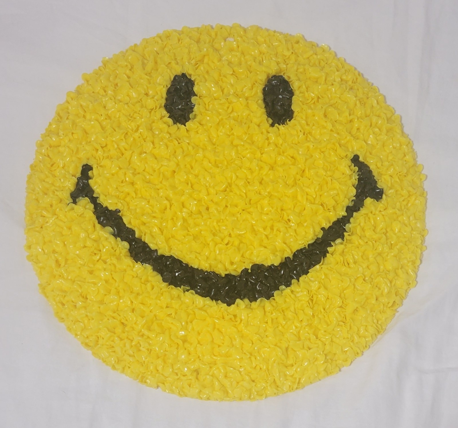 Vintage Yellow Smiley Happy Face Melted Plastic Popcorn Wall Art Smile