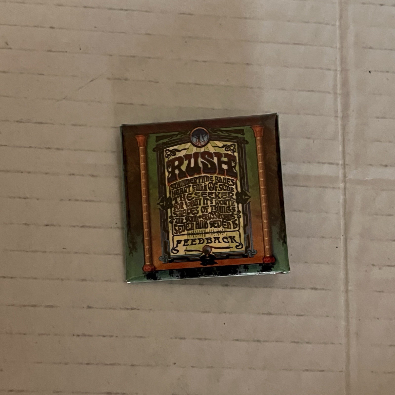 Rush Feedback Square Pin Pinback Buttton Vintage Rush Memorabilia