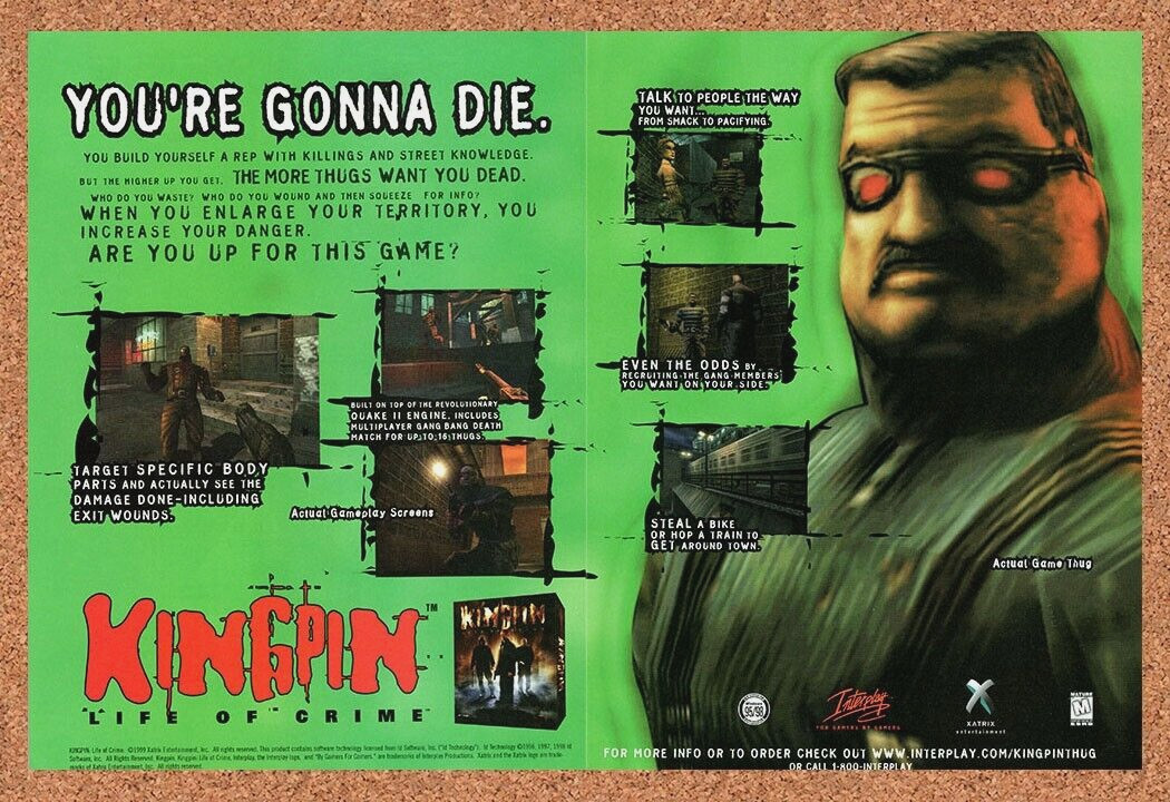1999 Kingpin Life Of Crime PC Original Advertisement / Retro Promo v1