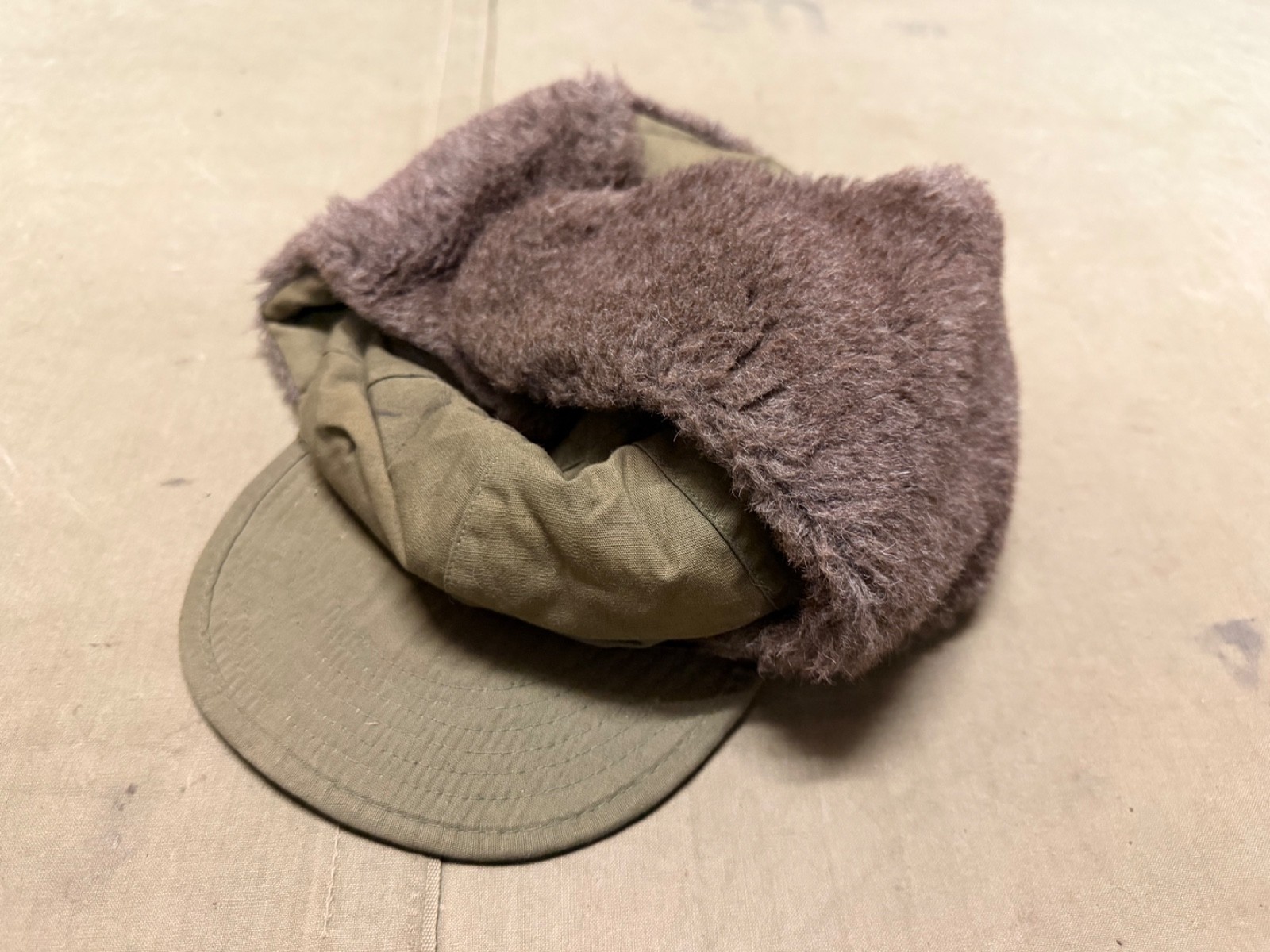 ORIGINAL POST WWII KOREAN WAR US ARMY M1951  WINTER PILE HAT CAP-SIZE 7 1/2TH XL