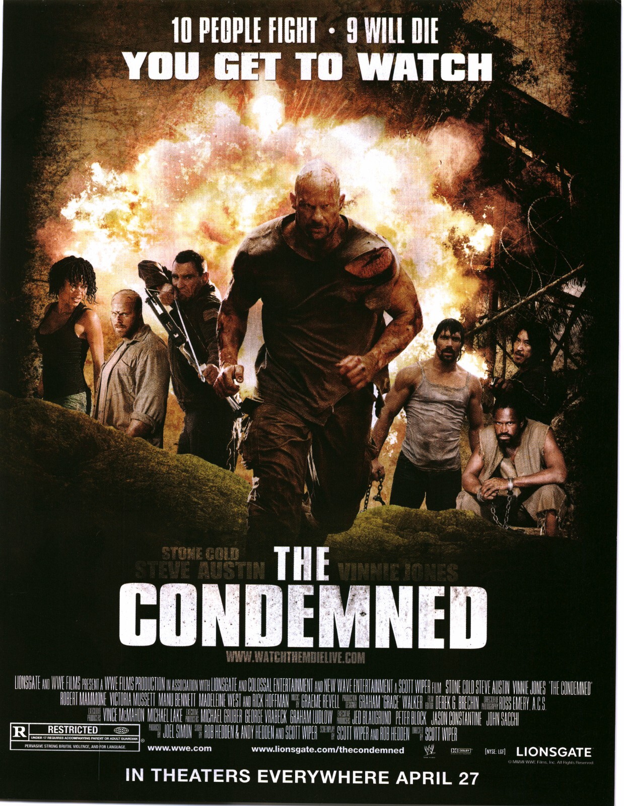 2007 PRINT AD - THE CONDEMNED MOVIE PROMO AD - STONE COLD STEVE AUSTIN MOVIE AD