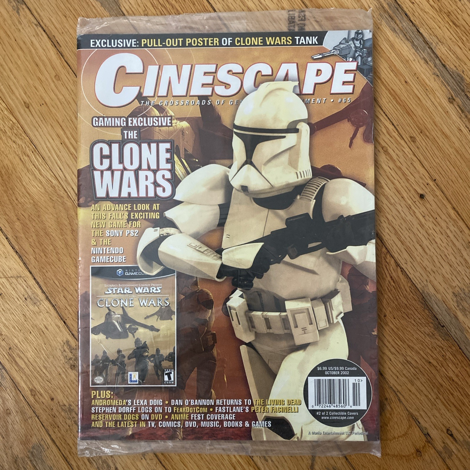 New 2002 OCTOBER CINESCAPE MAGAZINE STAR WARS / CLONE WARS Free Poster / Sealed