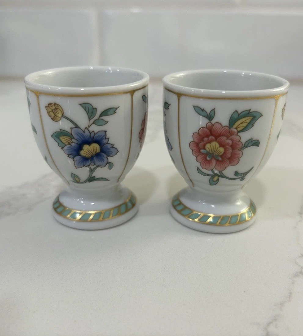 Vtg VILLEROY & BOCH Heinrich Germany Indian Summer Set Of 2 Porcelain EGG CUPS