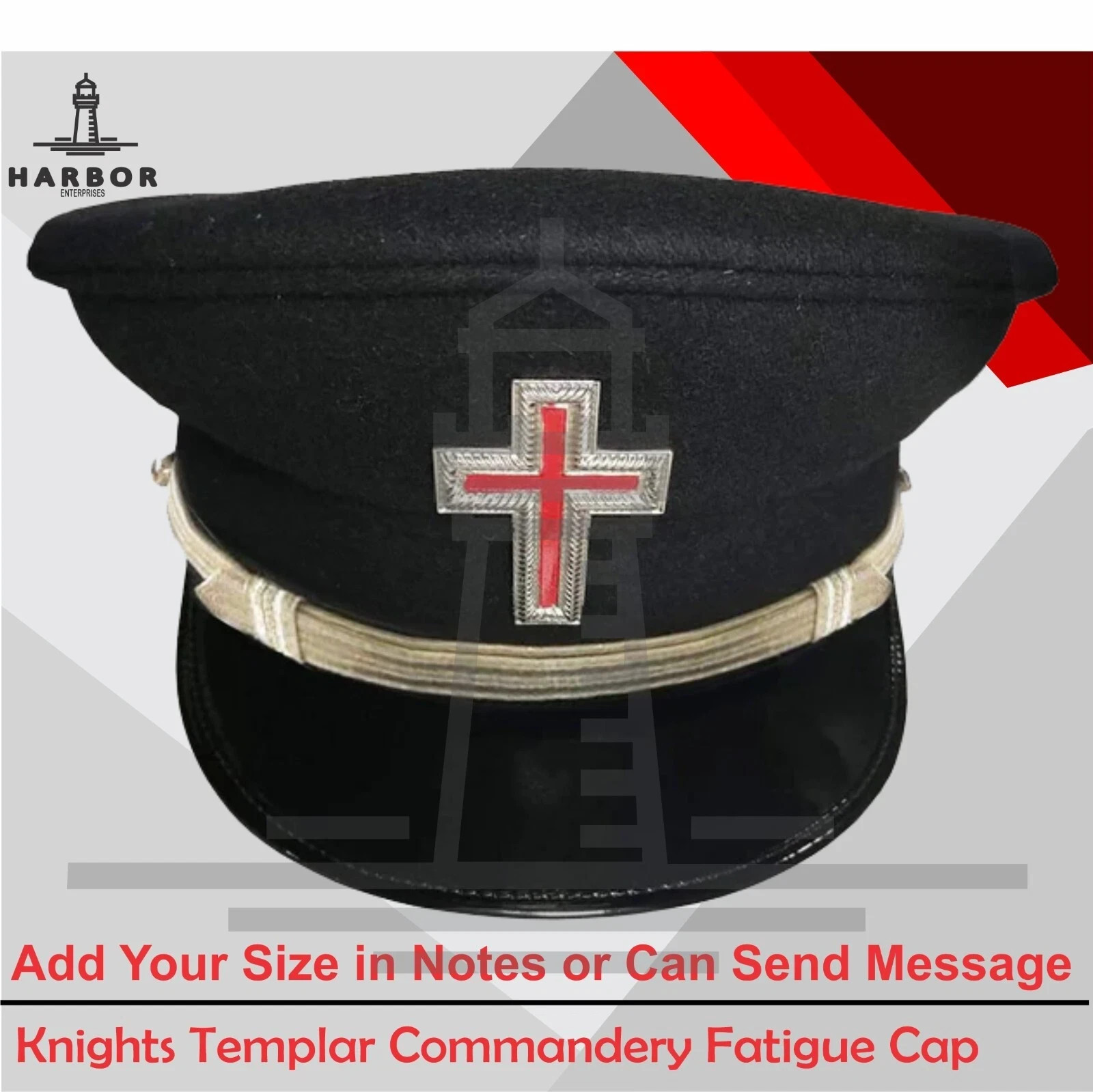 Sir Knight Knights Templar Fatigue Cap – Silver Metal Freemason Regalia