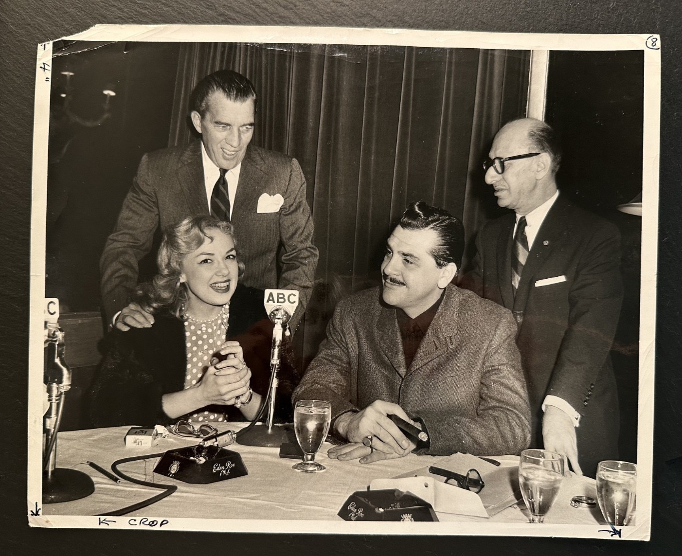 1957 PRESS PHOTO EDITH ADAMS, ERNIE KOVACS, ED SULLIVAN, SOBOL ABC RADIO FP252