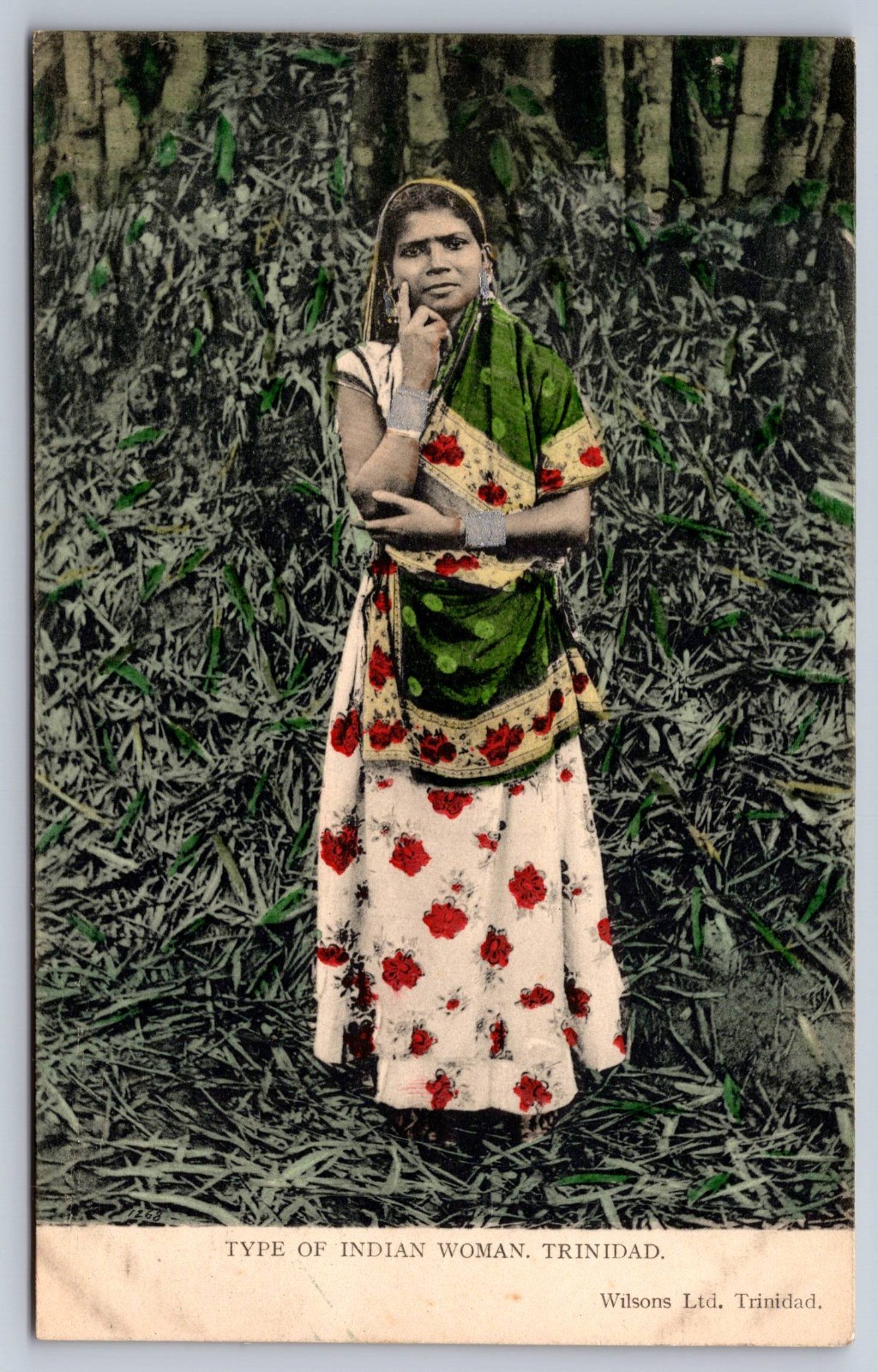 RPPC Trinidad West Indies Indigenous Woman in Beautiful Dress Antique Real Photo
