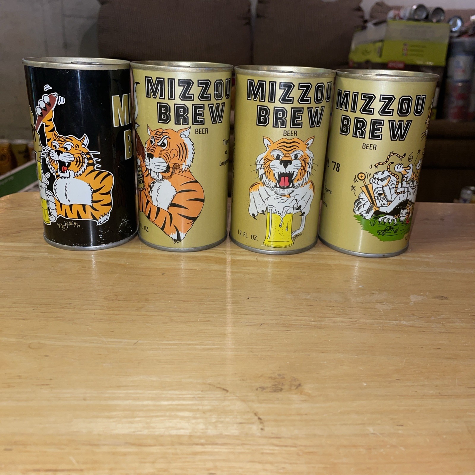 4 Different Mizzou Brew Beer Cans (Empty) (Complete Set)
