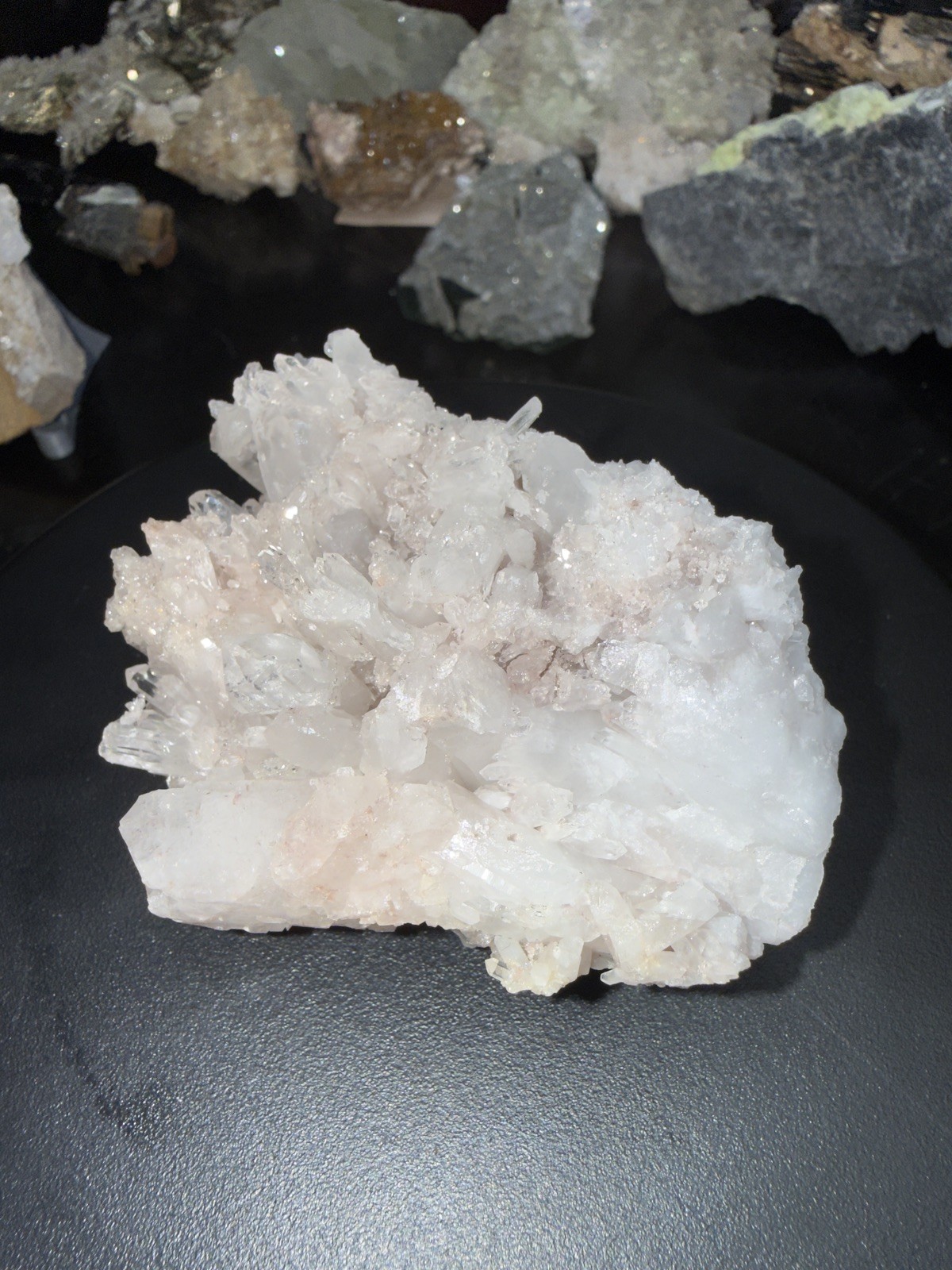 Pink Colombian Lemurian w/ Faden Quartz cluster #1 SEE VIDEO