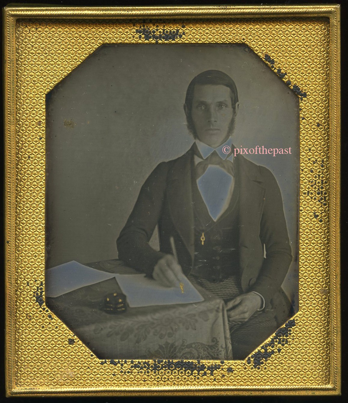 The Handsome Writer: Early Daguerreotype. Not ambrotype-tintype-cdv