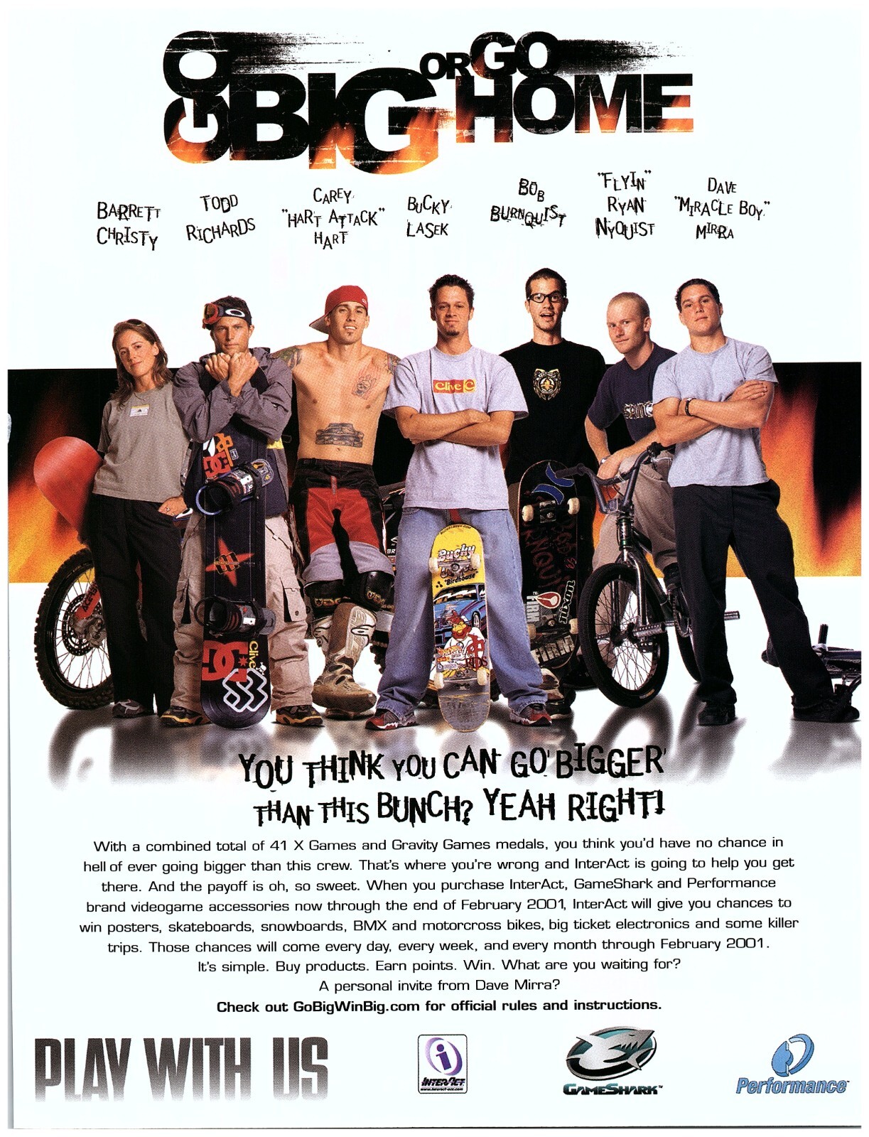 2000 GameShark Print Ad, Mirra Nyquist Burnquist Lasek Hart Richards Christy