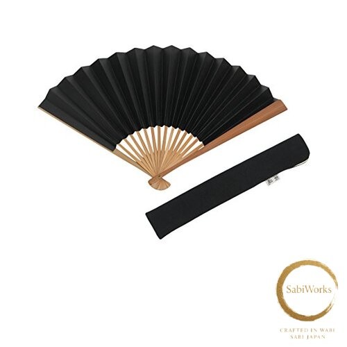 New [] Large size folding fan handcrafted by Kyoto artisans with fan case in a