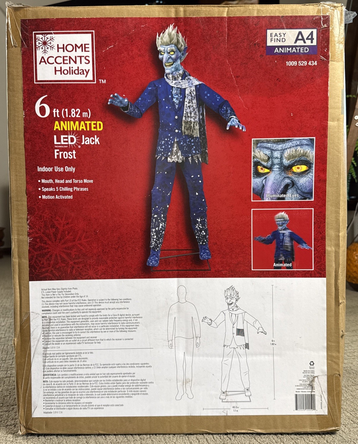 Home Accents Holiday LED Jack Frost 6ft Life Size Animatronic Christmas Motion