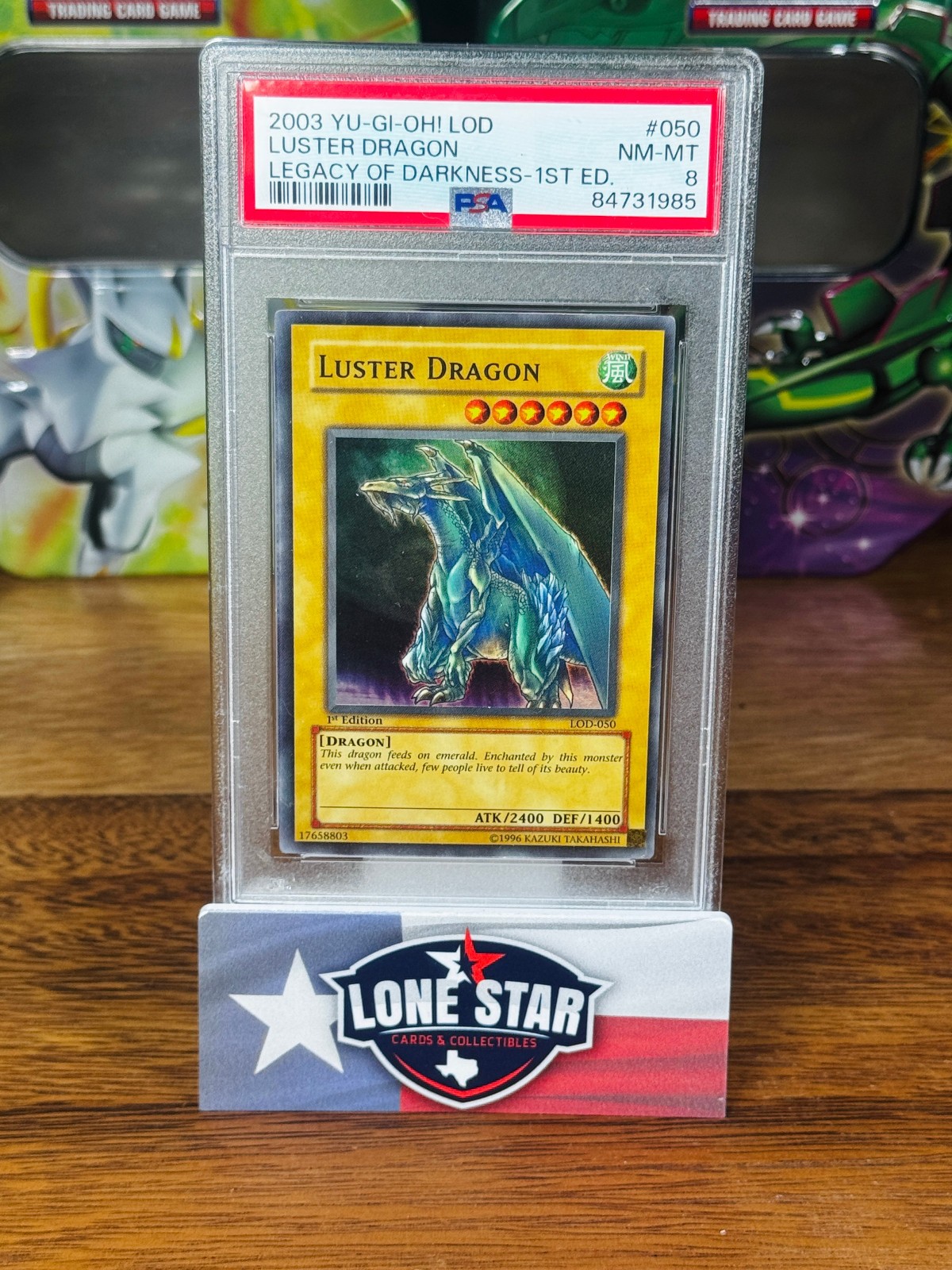 2003 Yu-Gi-Oh Legacy of Darkness Luster Dragon 1st Edition #050 PSA 8
