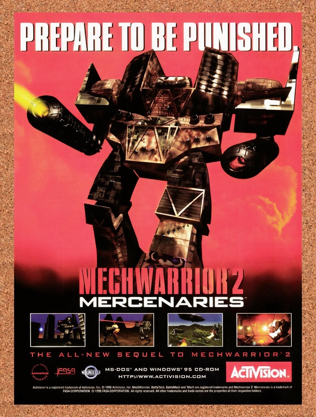 1996 MechWarrior 2 Mercenaries PC Original Advertisement / Retro Promo v2