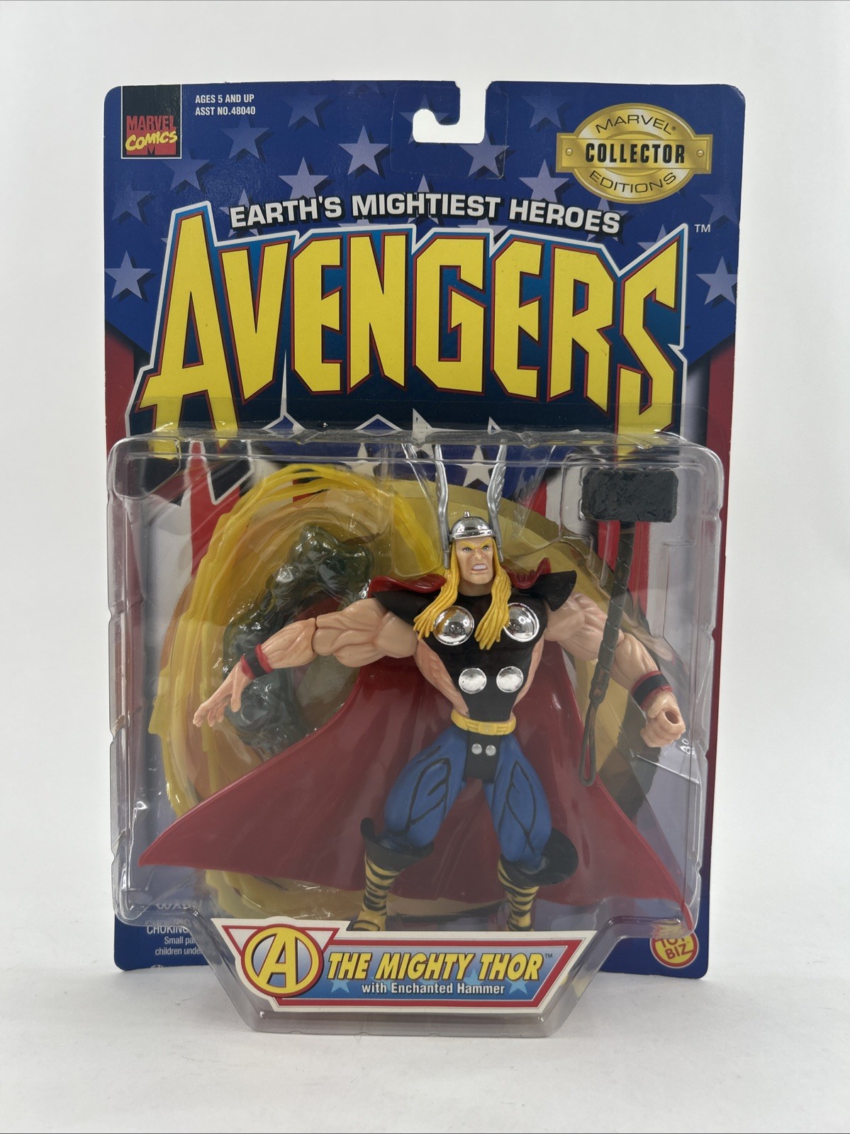 1997 Avengers Earth's Mightiest Heroes Thor Figure W/Enchanted Hammer Toybiz New