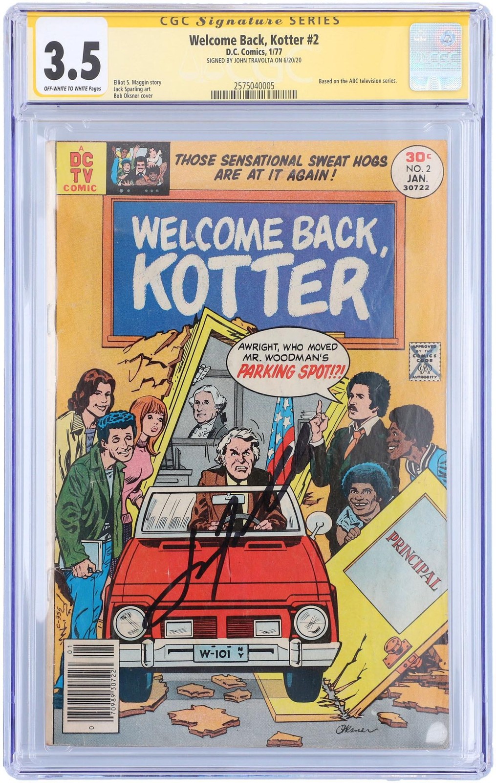 John Travolta Welcome Back Kotter Autographed Blue Comic Book - CGC 3.5