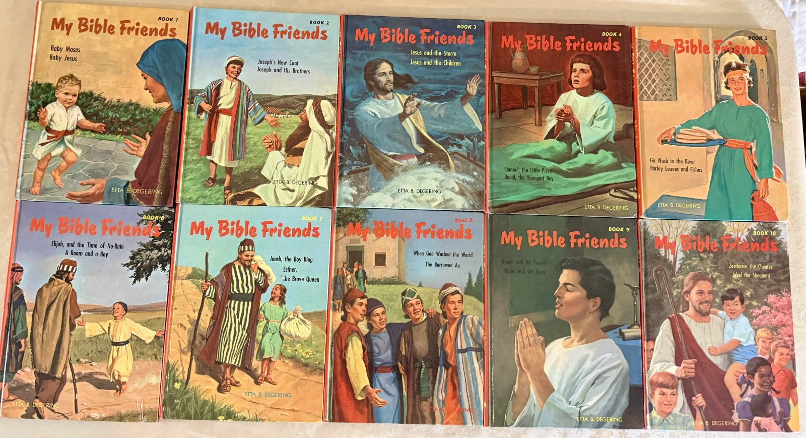 VINTAGE MY BIBLE FRIENDS Complete 10 BOOK SET BY By Etta B Degering 1960s