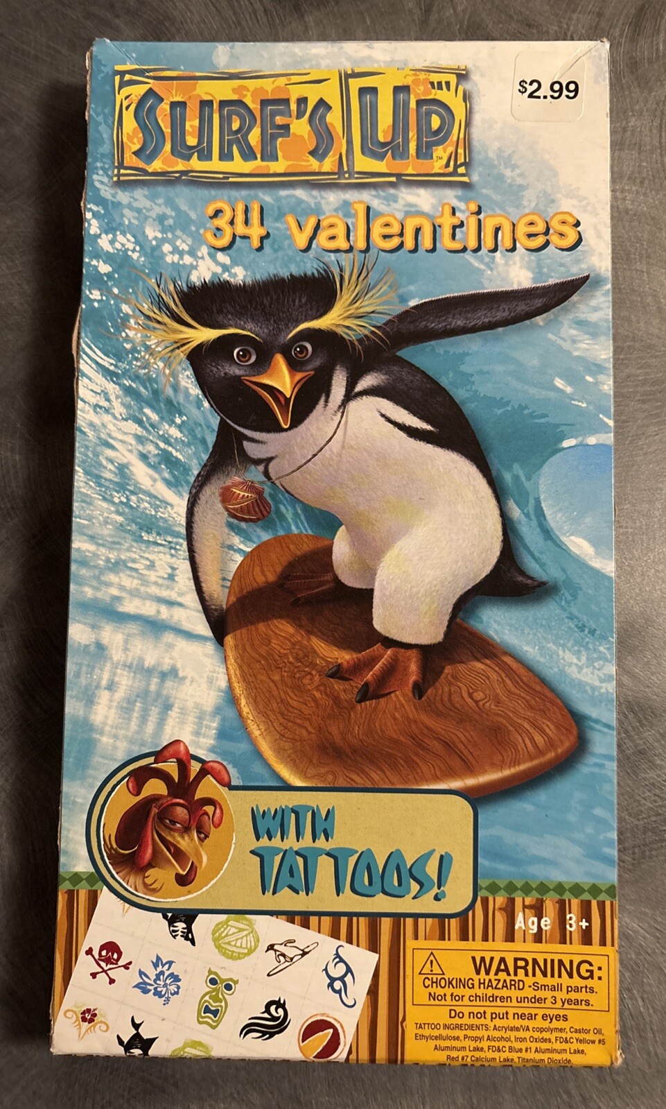 RARE - Sony Animation Surf’s Up Valentines - 34 Cards & Tattoos. 2007 PMG 🇺🇸