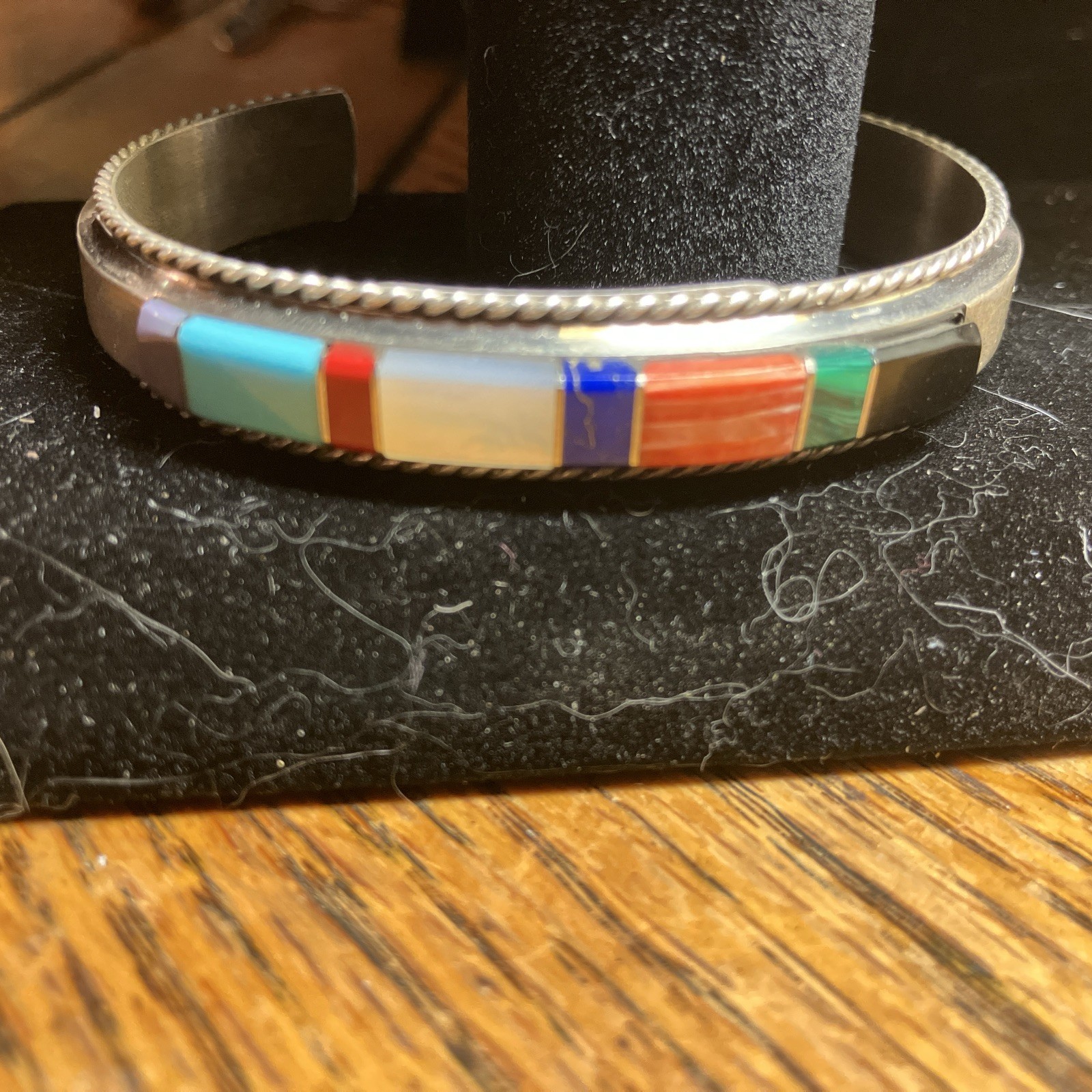Francis Yazzie Navajo Multistone Inlay Sterling Cuff Size 6-6.5 New Signed