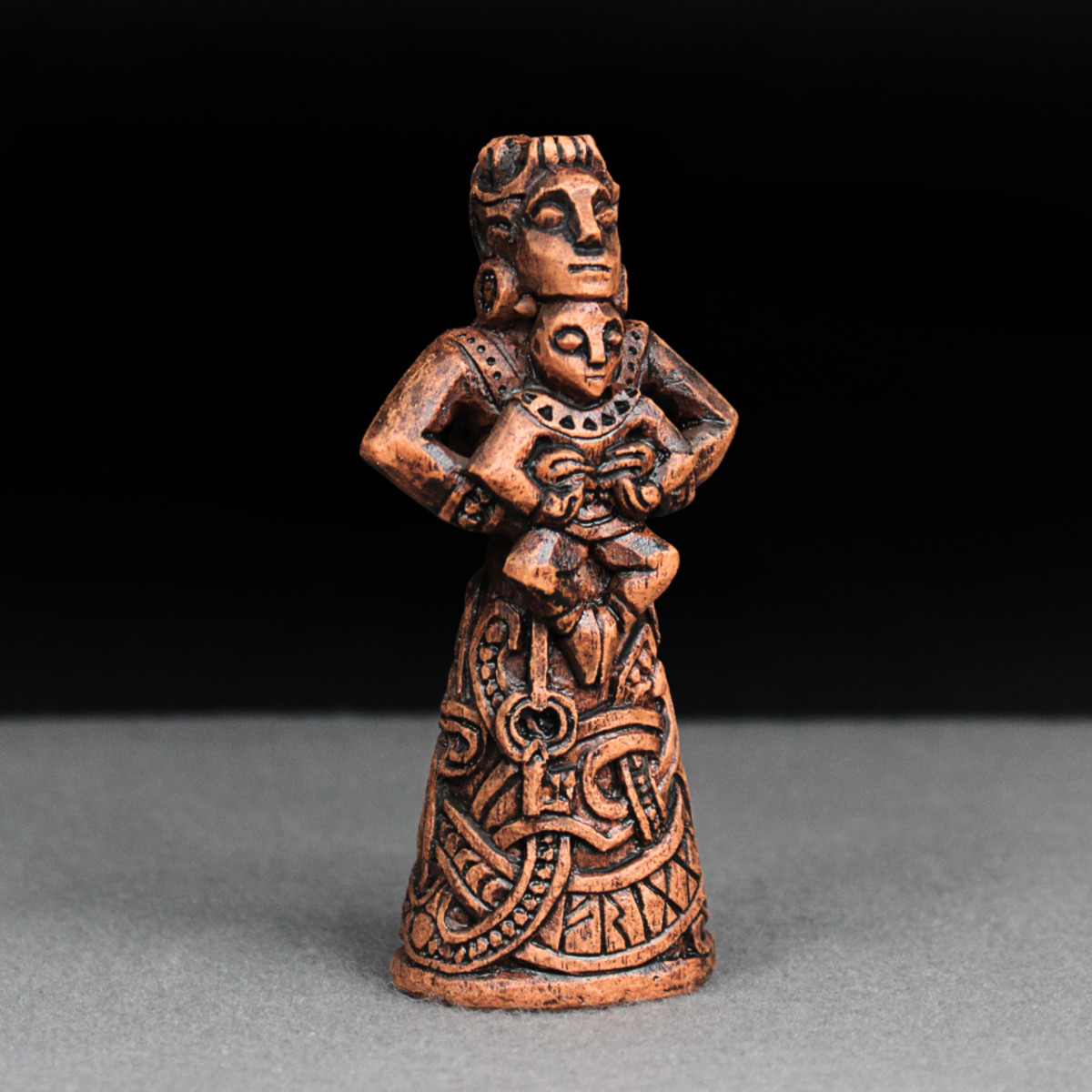 Frigga Statue - Frigg Figurine Wood Finish - Norse Hearth Goddess Viking Decor