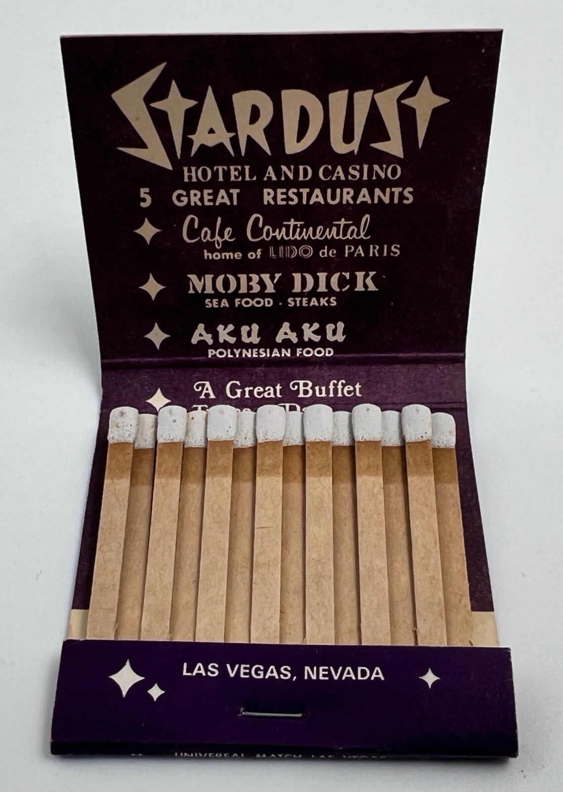 Vintage Stardust Hotel and Casino Las Vegas Nevada Matchbook Full