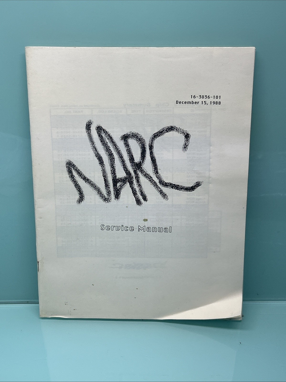 RARE ORIGINAL WILLIAMS NARC UPRIGHT ARCADE OPERATING MANUAL PRELIMINARY DRAFT