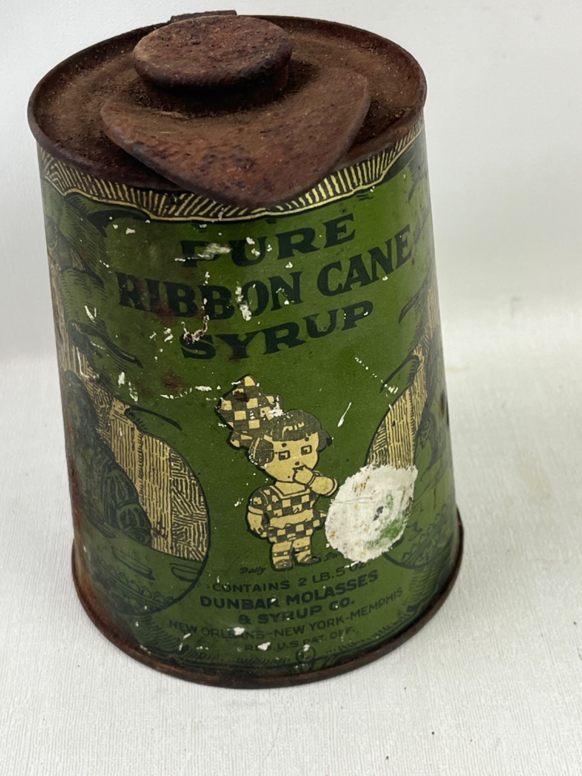 Vintage 2.5 LB PURE RIBBON CANE Maple Syrup Advertising Tin With Original Lid