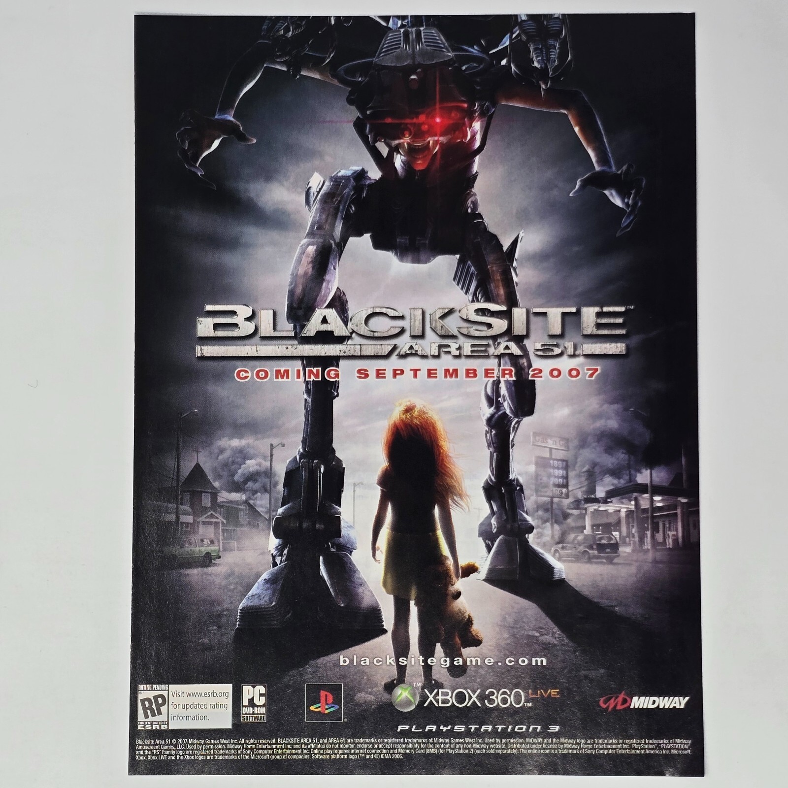 Blacksite Area 51 Xbox 360 PlayStation PS3 PC Sep 2007 Print Ad/Poster Promo Art