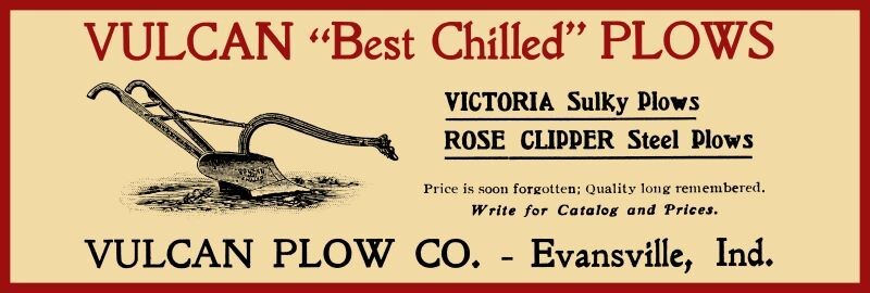 Vulcan Plow Co. of Evansville, Indiana NEW Sign: 12x36