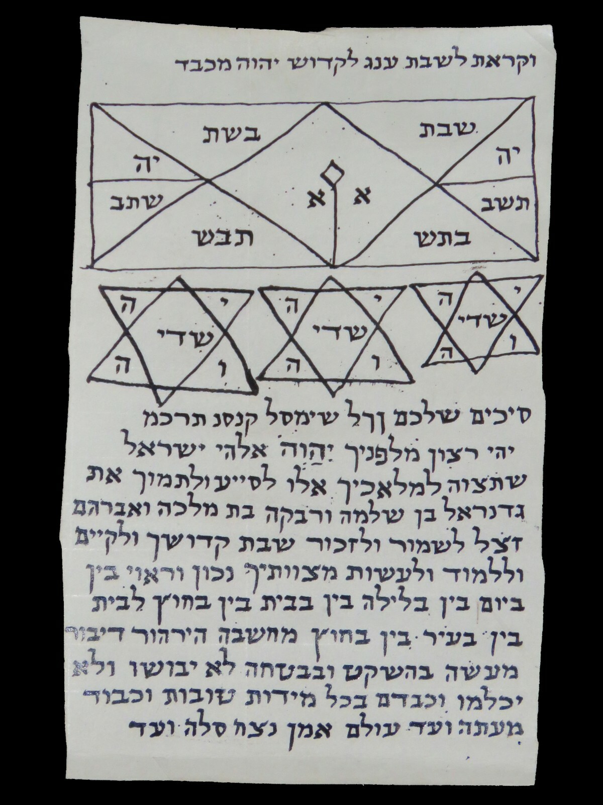 Rare Antique Kabbalah Parchment Amulet Manuscript Holy Names Sabbath Protection