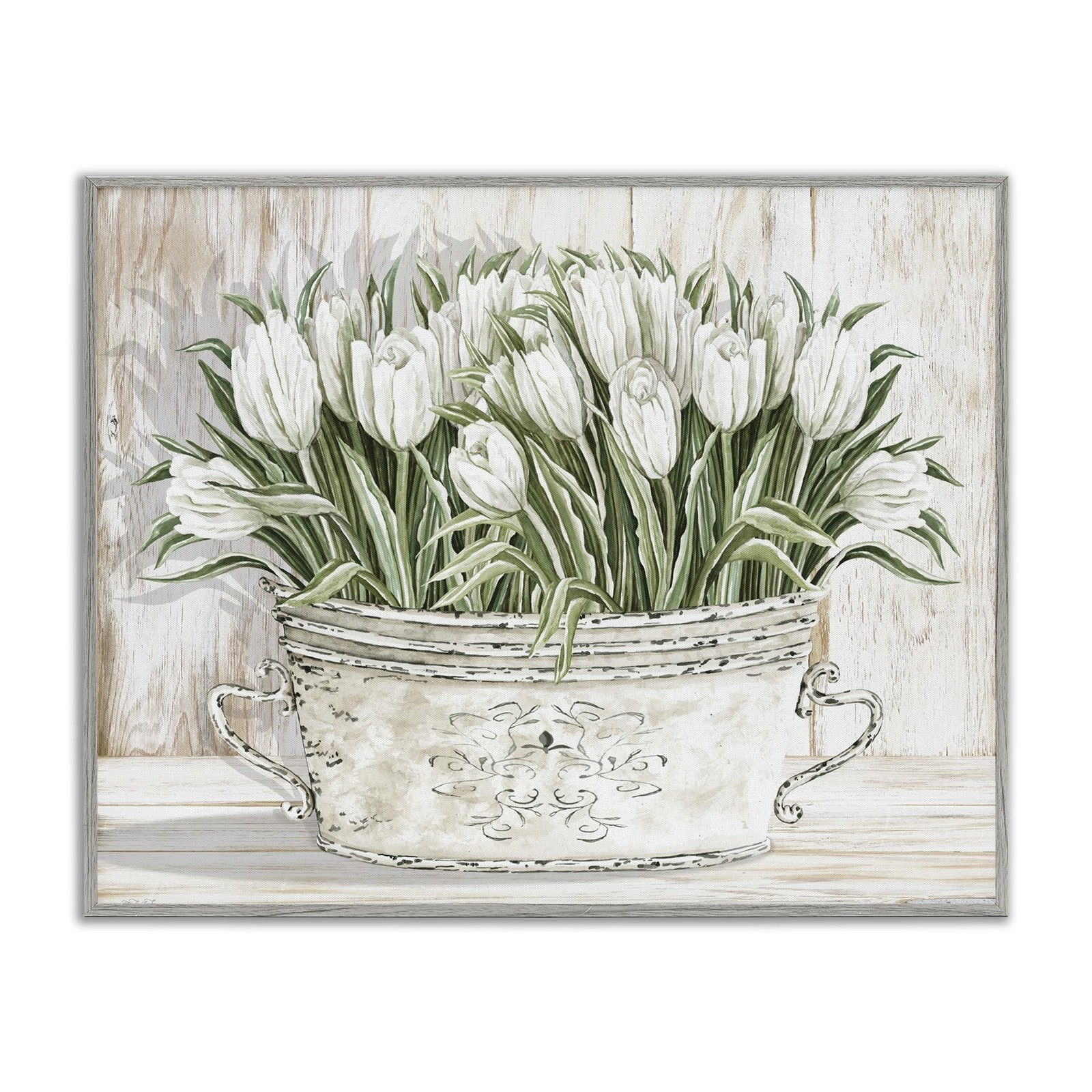Stupell Industries 'fresh White Tulip Flowers Vintage' Framed Giclee Art