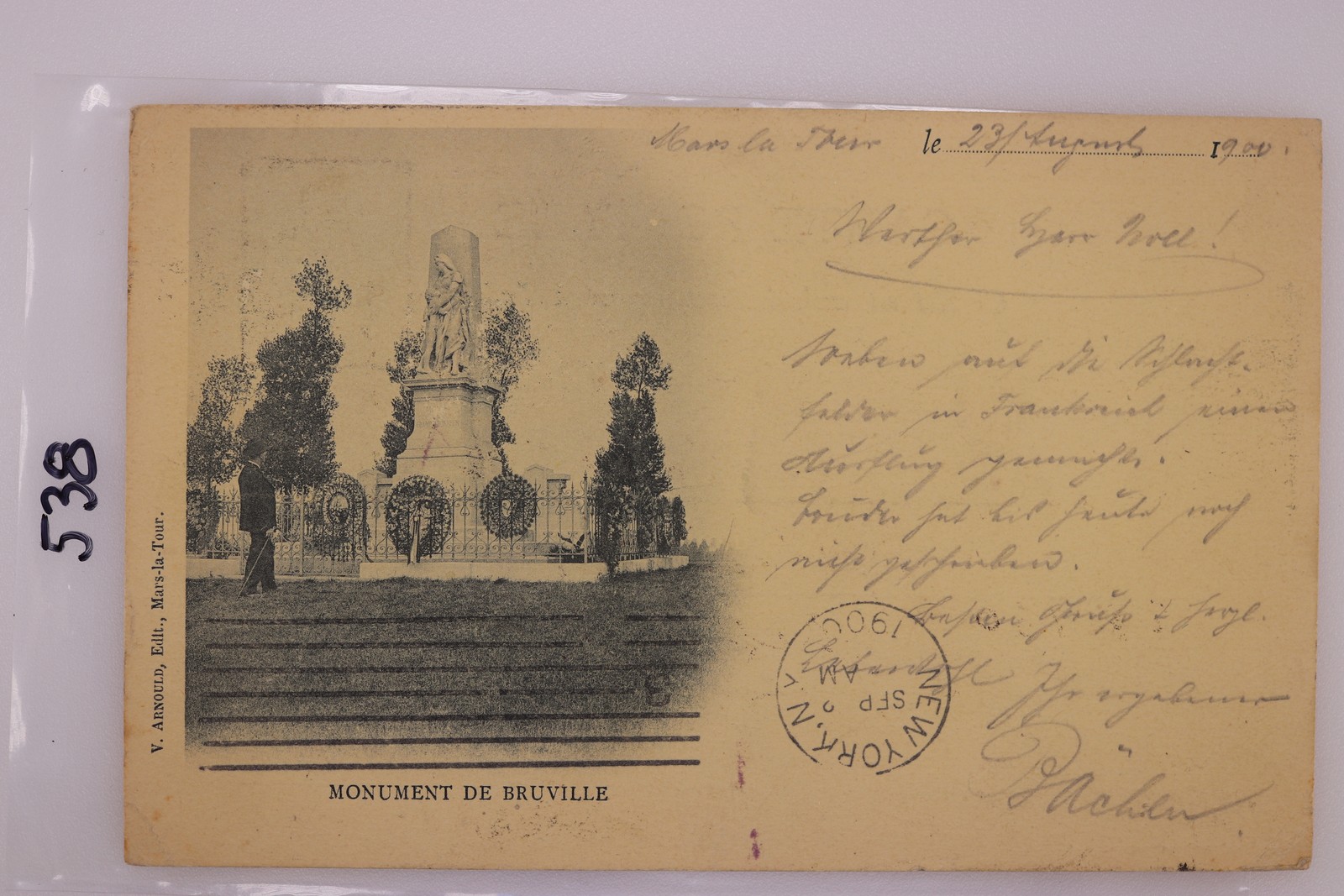 Monument de Bruville Statue France V. Ameline 1920s Postcard