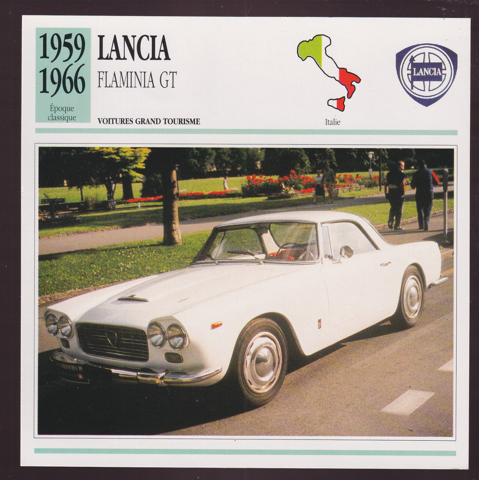 1959-1966 Lancia Flaminia GT Italian Car Photo Spec Sheet Info French Card