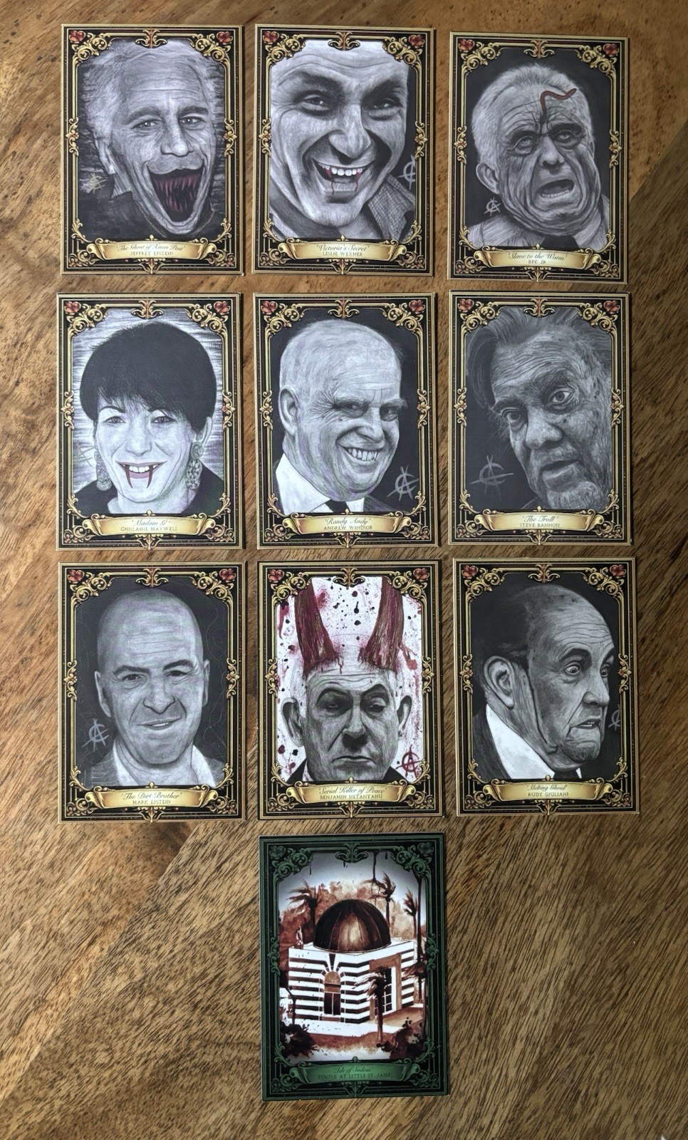 Jeffrey Epstein Files Trading Cards Series 1-3 Collection 10ct Charcoal Monsters