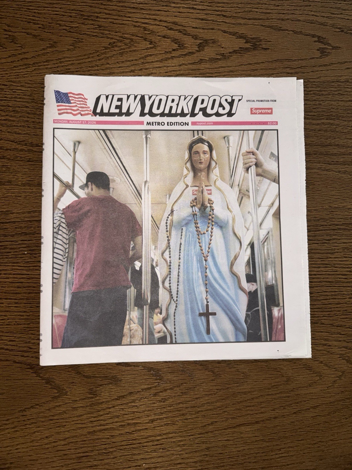 Supreme New York Post Newspaper 2026 Virgin Mary 8/17/2026