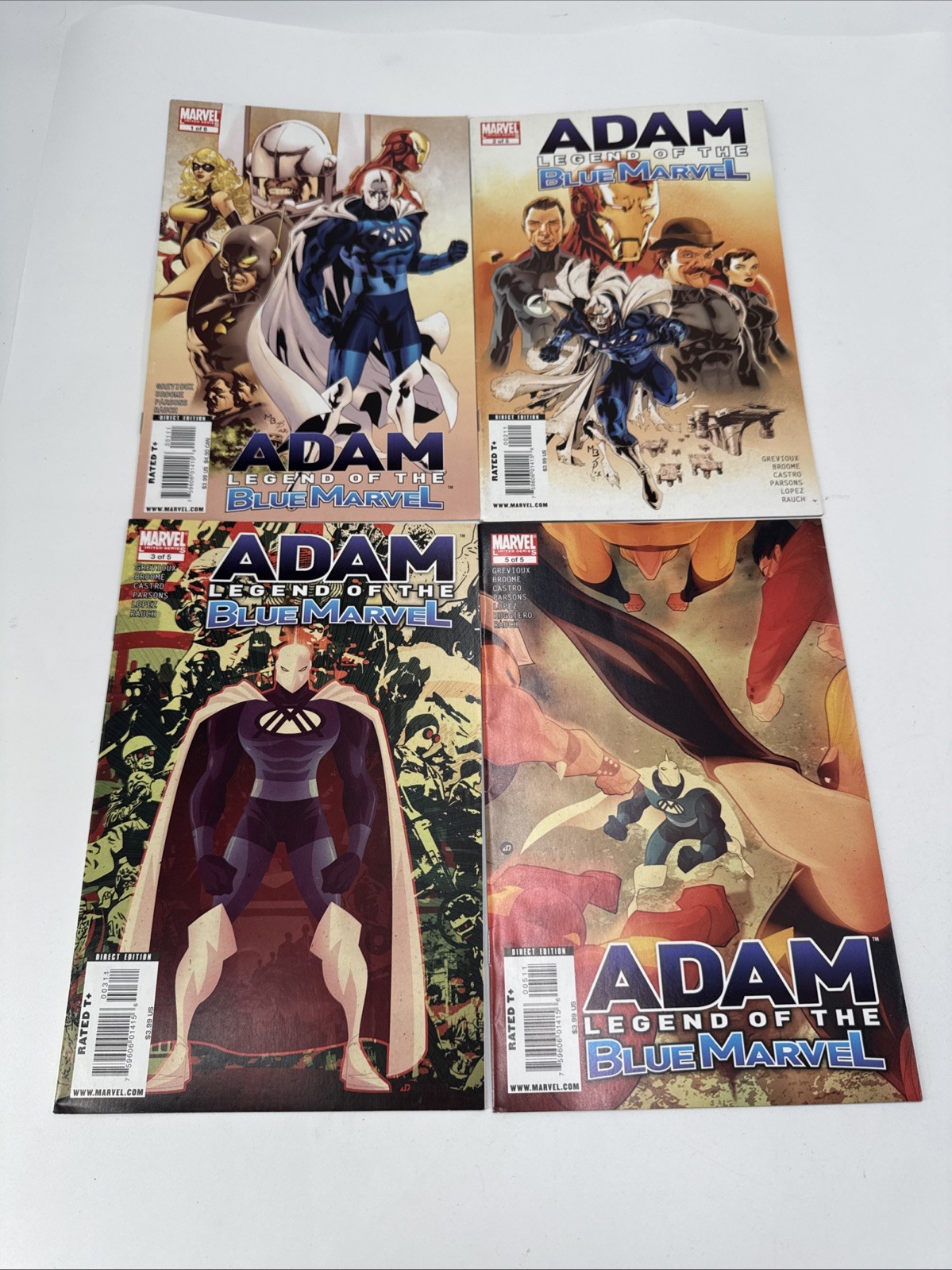 Adam: Legend of the Blue Marvel #1 2 3 5. Missing 4 (Marvel Comics January 2009)