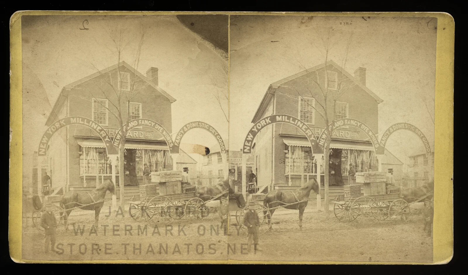1870s Stereoview Millinery / Dry Goods Storefront in Middletown Connecticut Rare