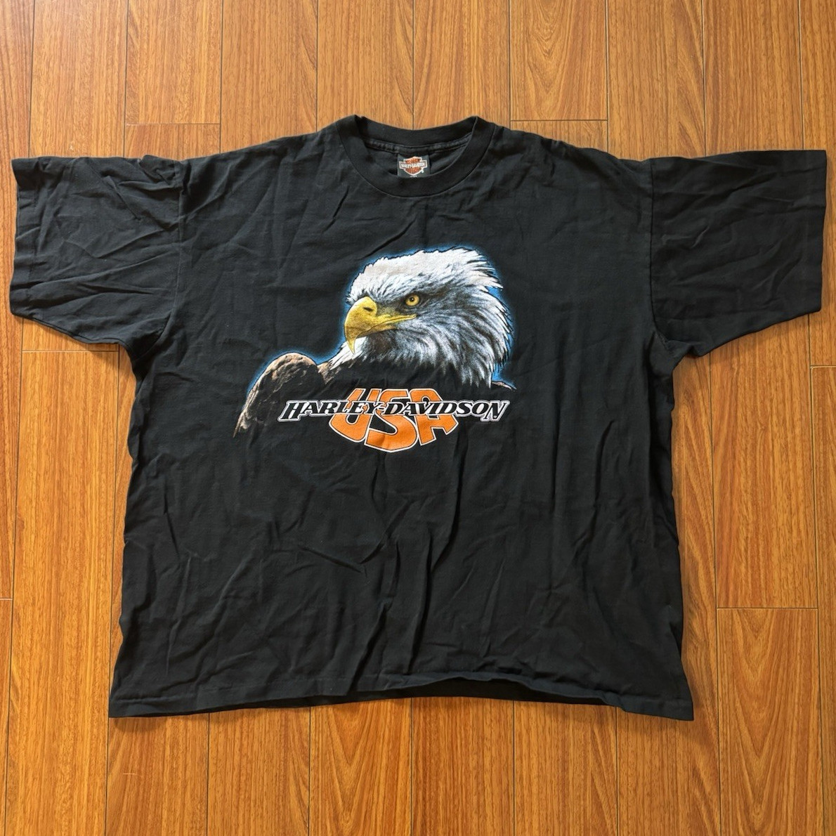Vintage 1993 Harley-Davidson USA Eagle Graphic Outpost T-Shirt Black XXL