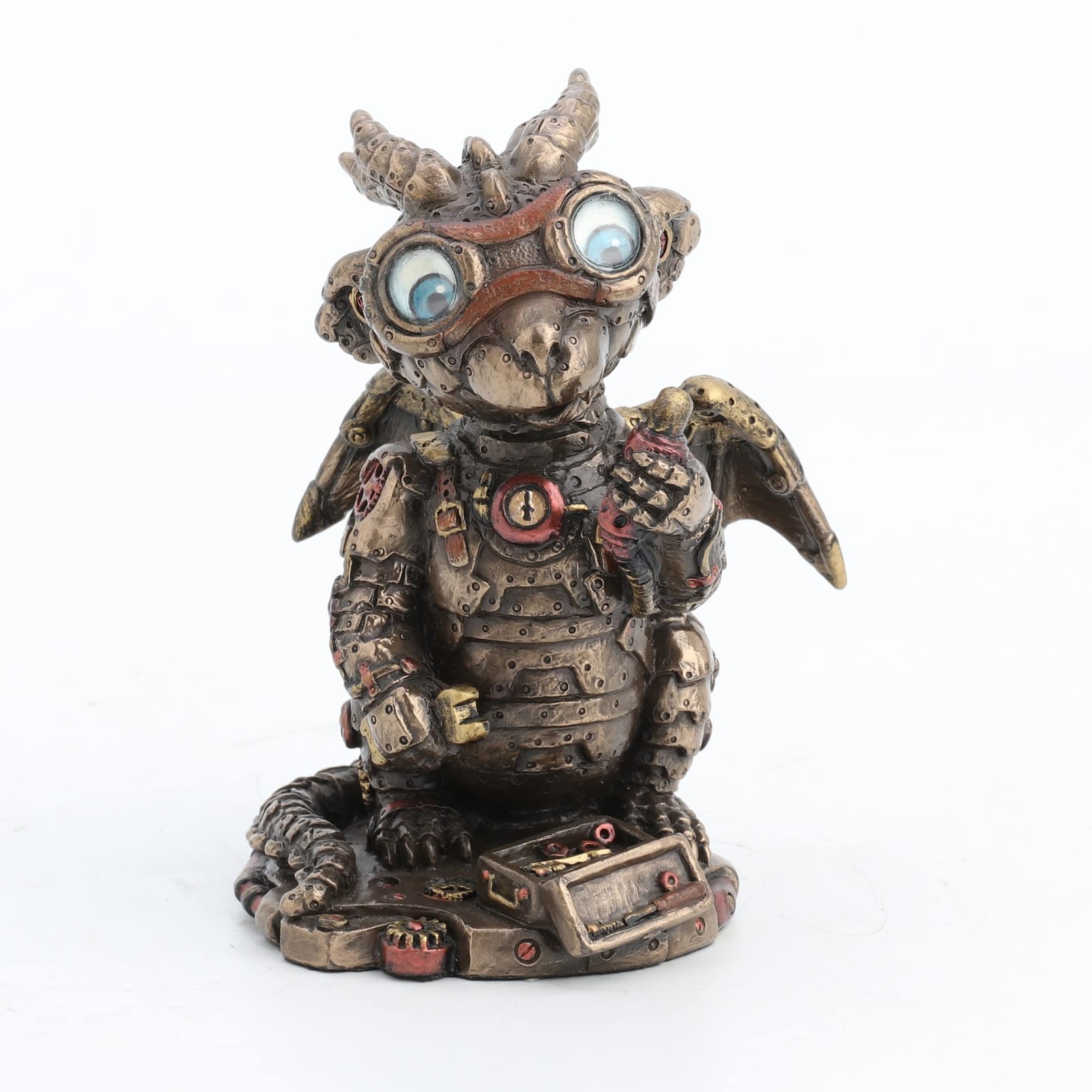 Veronese Design Steampunk Dragon Tinkerer w/Goggles Mechanical Gear Resin
