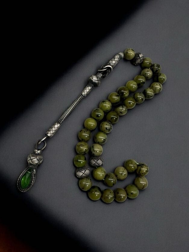 Jade tasbeeh 1000 carat silver