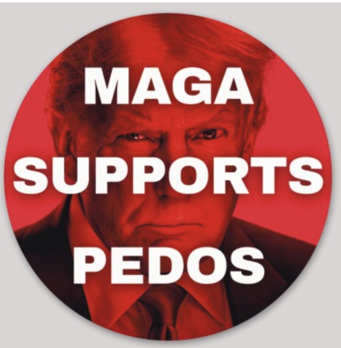 MAGA SUPPORTS PEDOS  Vinyl Glossy Political Satire Sticker Anti-Trump Epstein