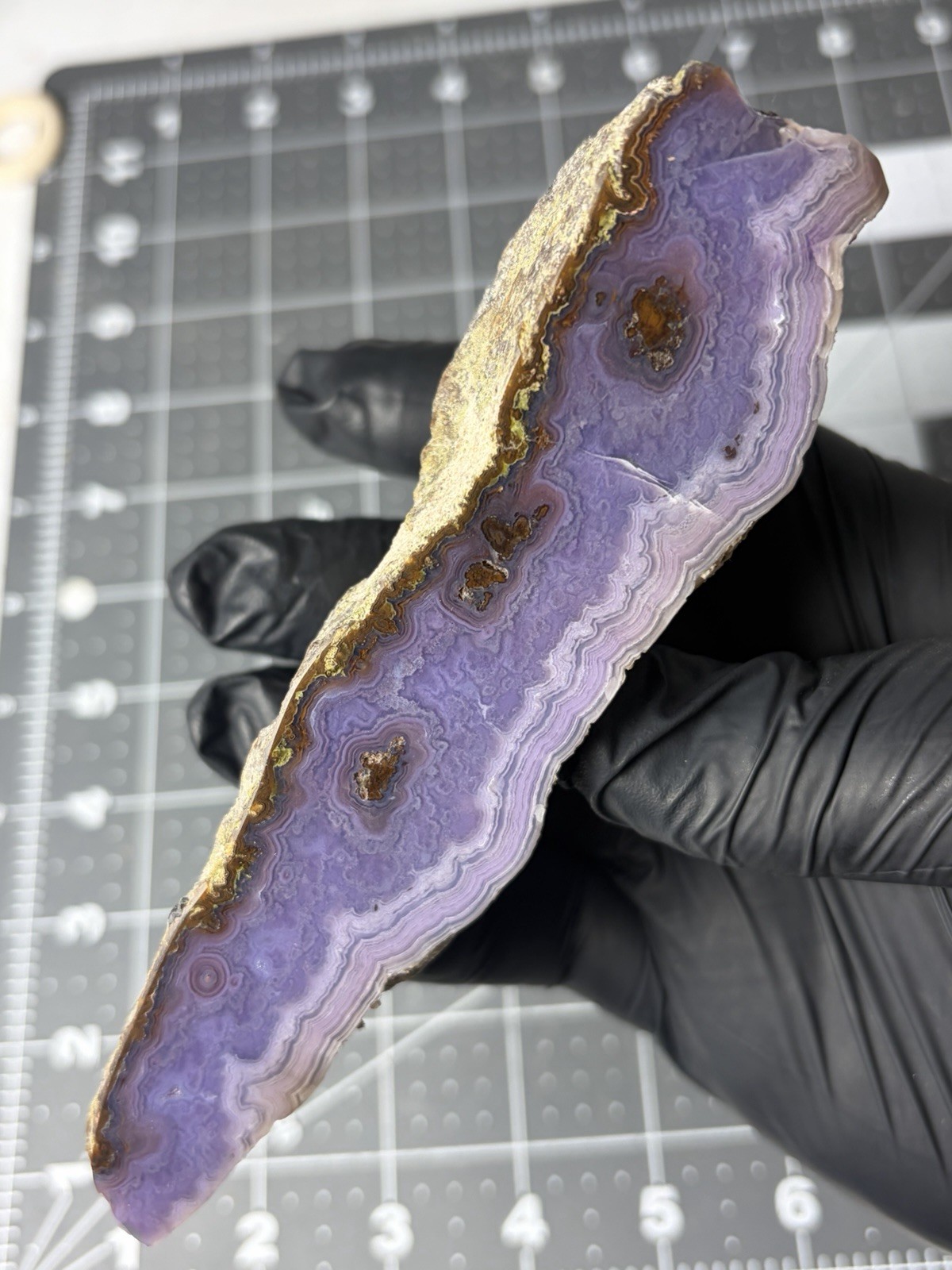 Rare Royal Aztec Lace Agate Stunning Patterns Purple Colors Old Stock Polished