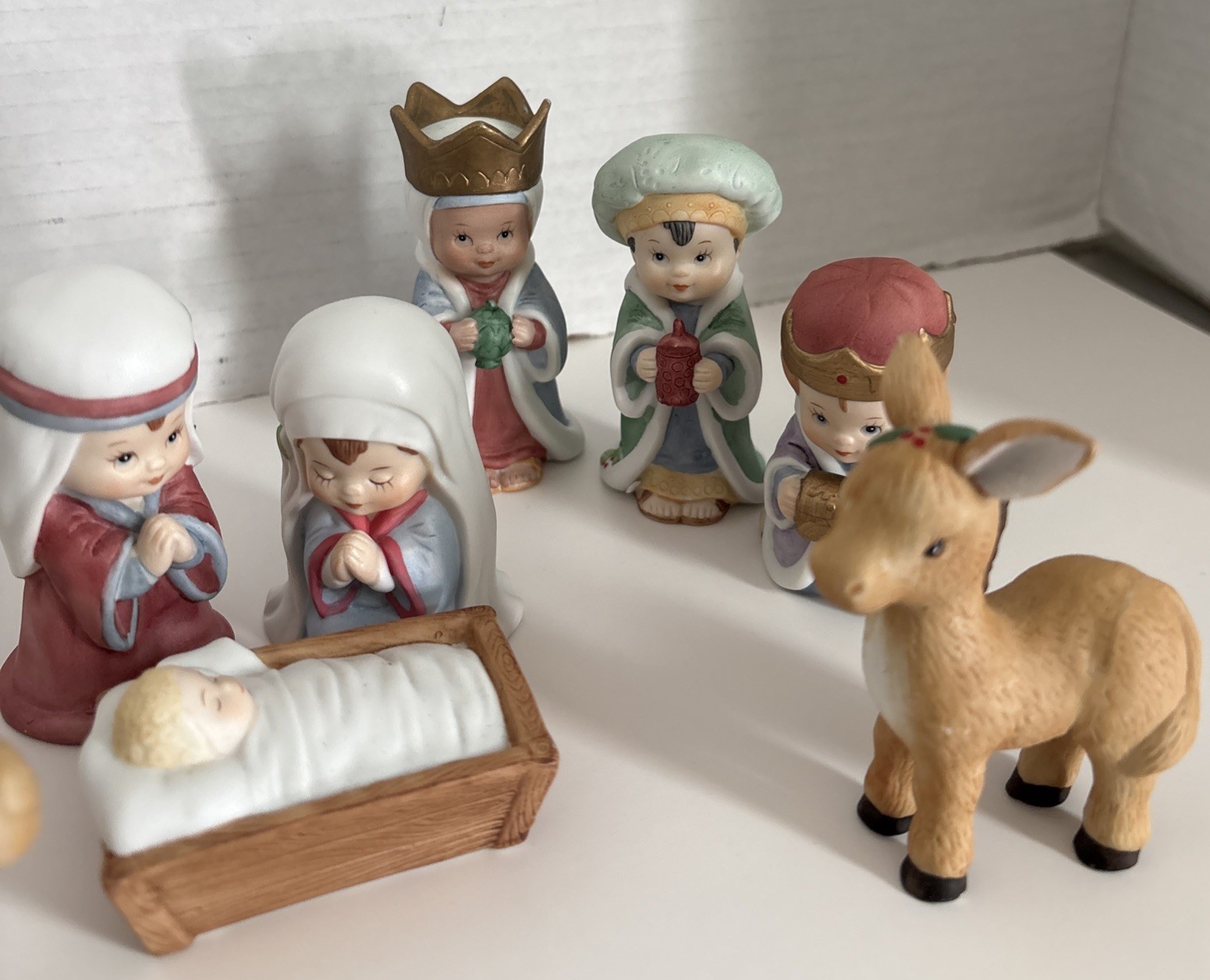 RARE Enesco Ruth Morehead Holly Babes 1990 Set 11 Figurines Nativity Collection