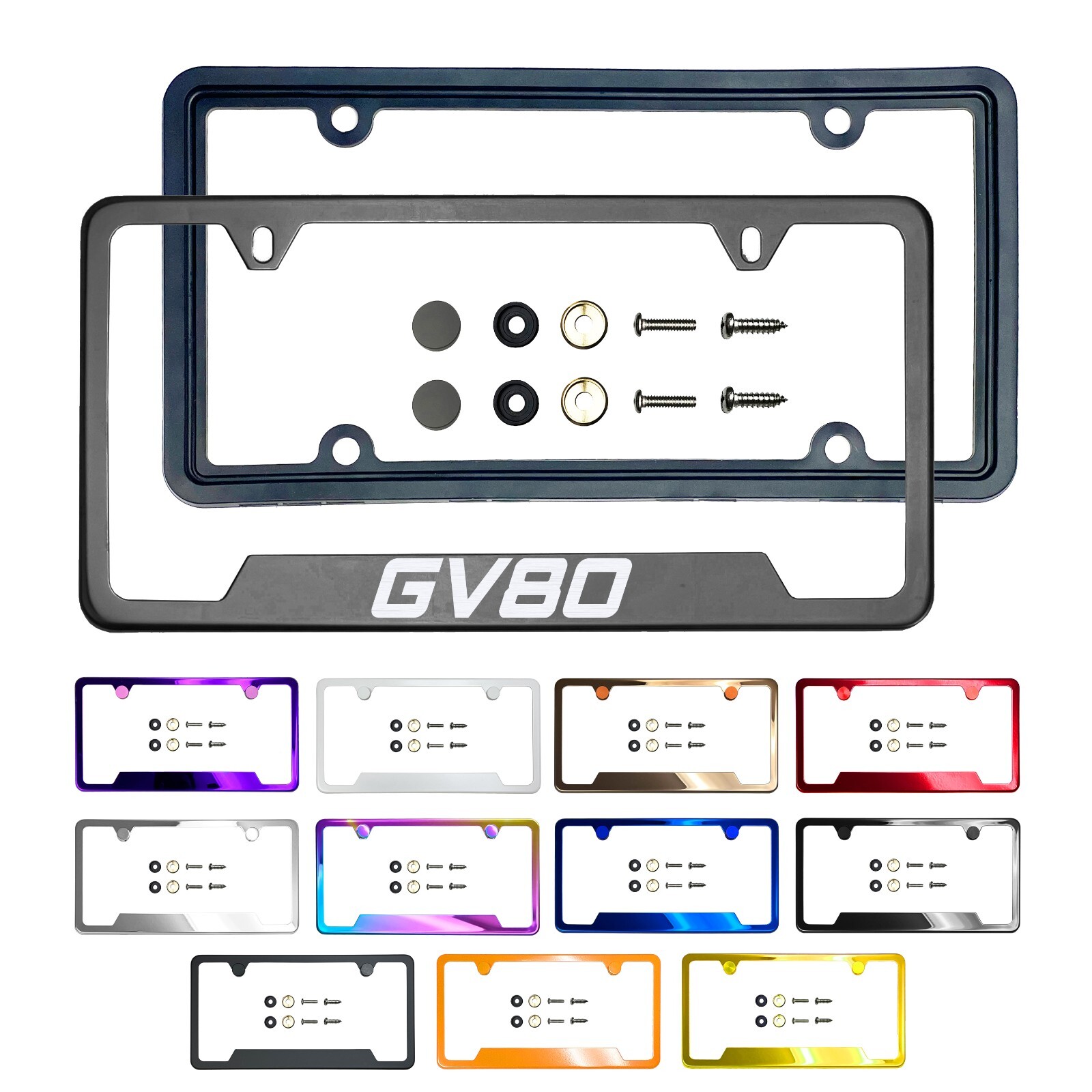 New Laser Etched Customize Stainless Steel License frame Silicone Guard For Gv80