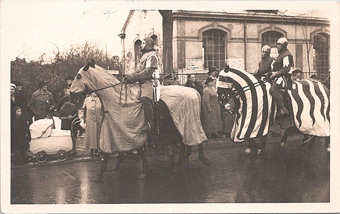 RPPC European Parade Scene Men Dressed as Medieval Knights on Horseback 1920s