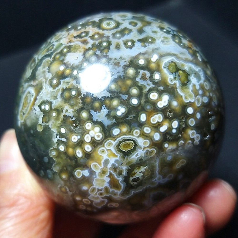 TOP233G Natural Polished Orbicular Ocean Jasper Crystal Ball Reiki Healing A4169