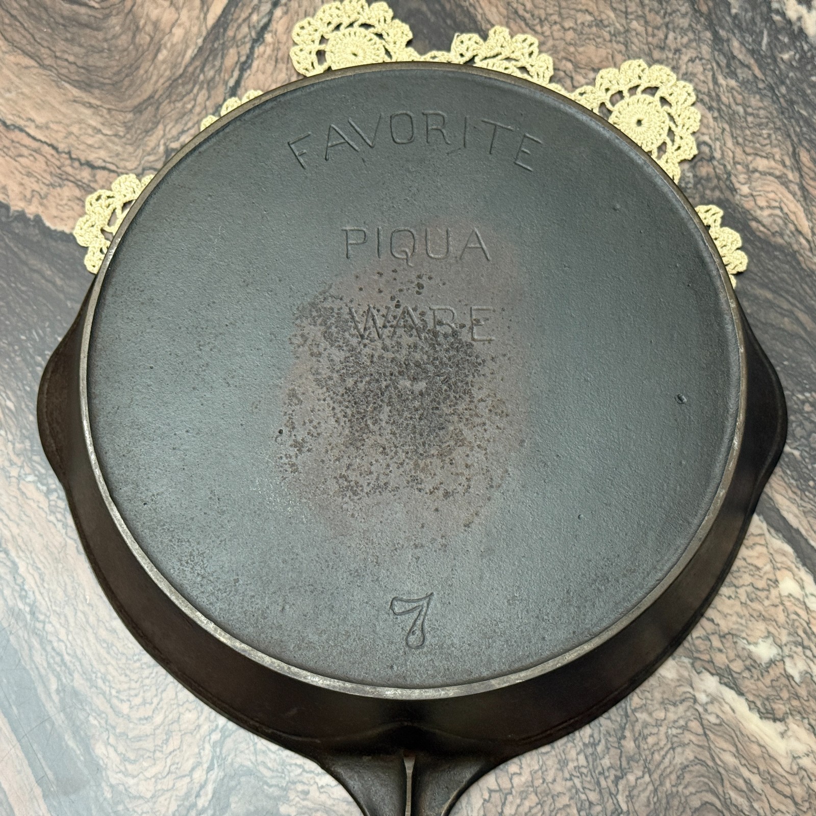 Rare Block Logo Favorite Piqua Ware #7 Cast Iron Skillet, Restored, FLAT NO SPIN